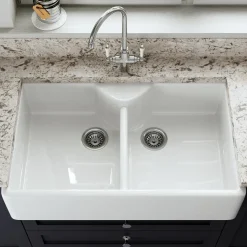 Butler & Rose Large Double Belfast / Butler Ceramic Fireclay Kitchen Sink - 895 x 550mm