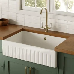 Butler & Rose Large Fluted Ceramic Fireclay Belfast / Butler Kitchen Sink - 795 x 500mm