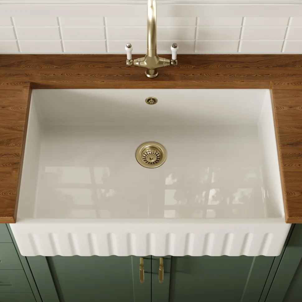 Butler & Rose Large Fluted Ceramic Fireclay Belfast / Butler Kitchen Sink - 795 x 500mm