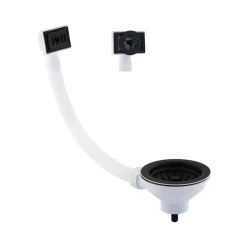 Butler & Rose 90mm Basket Strainer Kitchen Sink Waste, Overflow Pipework & Cover - Matt Black