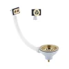 Butler & Rose 90mm Basket Strainer Kitchen Sink Waste, Overflow Pipework & Cover - Brushed Brass