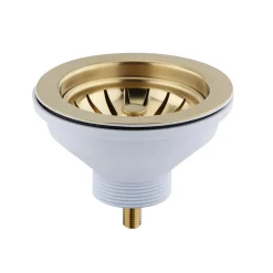 Butler & Rose 90mm Brushed Brass Basket Strainer Waste and Overflow Bundle for 1.5 & 2 Bowl Kitchen Sinks