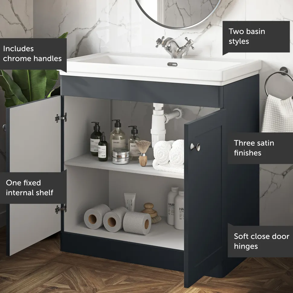 Butler & Rose Ophelia 800mm Floorstanding 2 Door Vanity Unit & Basin