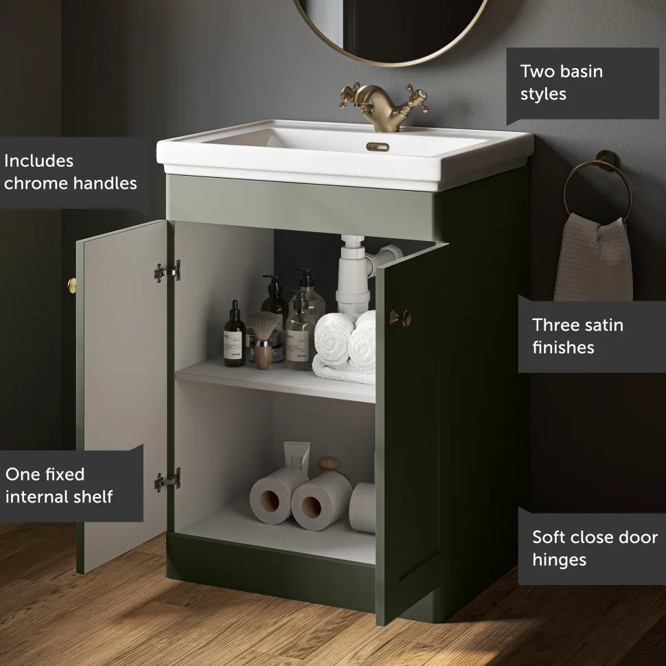 Butler & Rose Ophelia 600mm Floorstanding 2 Door Vanity Unit & Basin