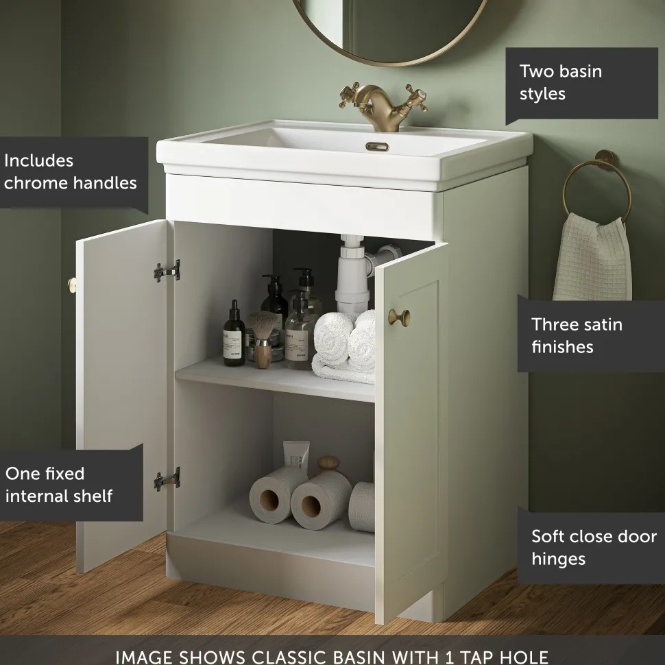 Butler & Rose Ophelia 600mm Floorstanding 2 Door Vanity Unit & Basin
