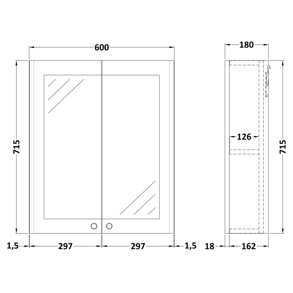 Butler & Rose Ophelia 600mm Mirrored Cabinet