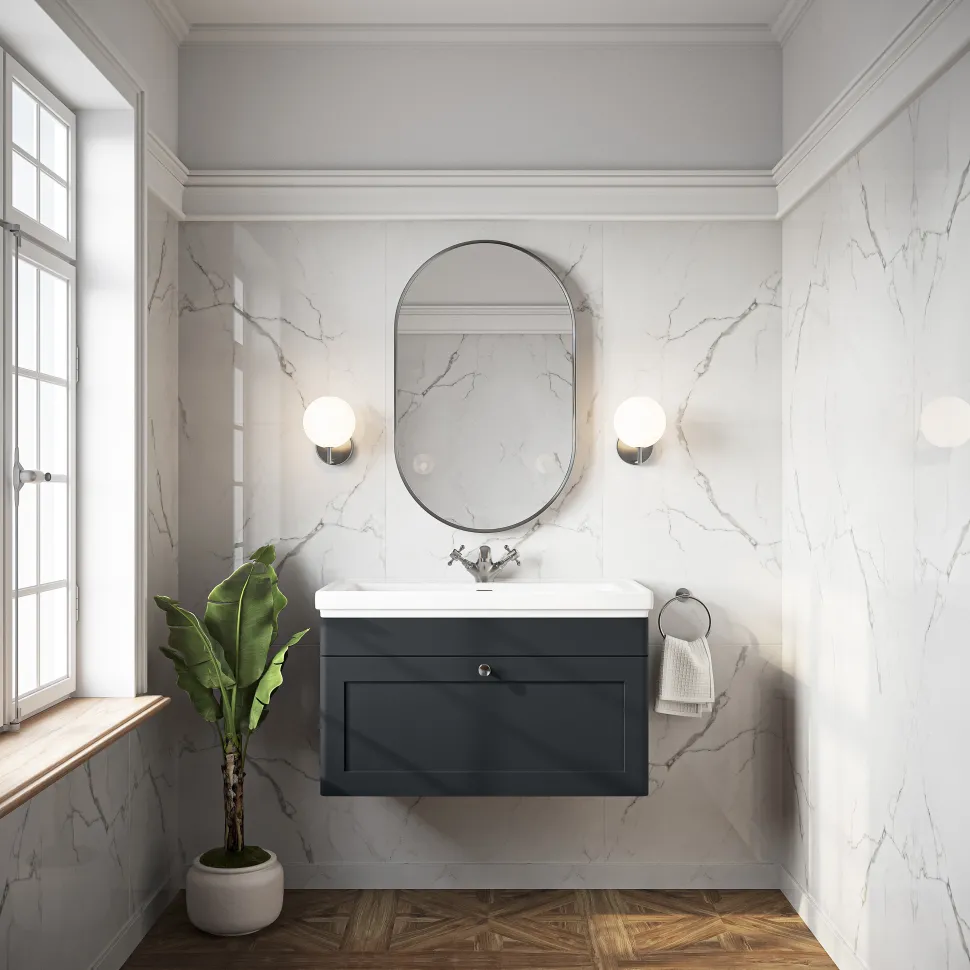 Butler & Rose Ophelia 800mm Wall Mounted 1 Drawer Vanity Unit & Basin
