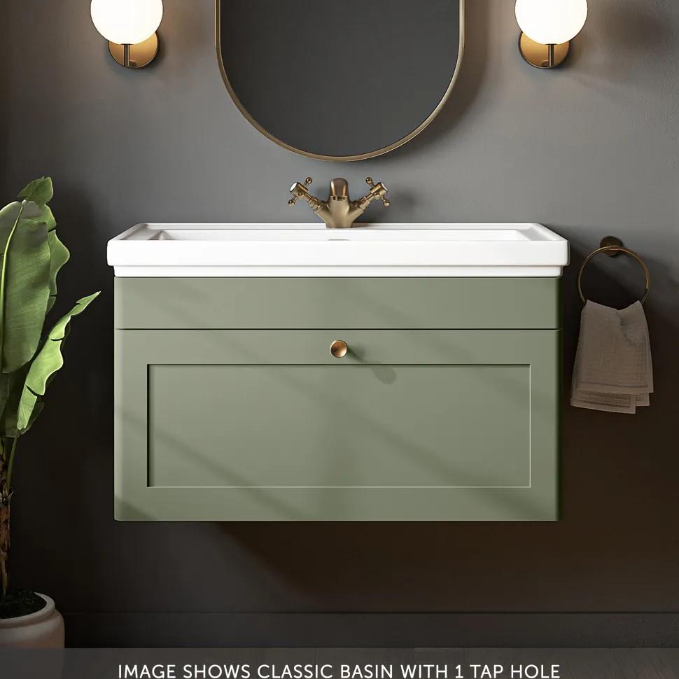 Butler & Rose Ophelia 800mm Wall Mounted 1 Drawer Vanity Unit & Basin