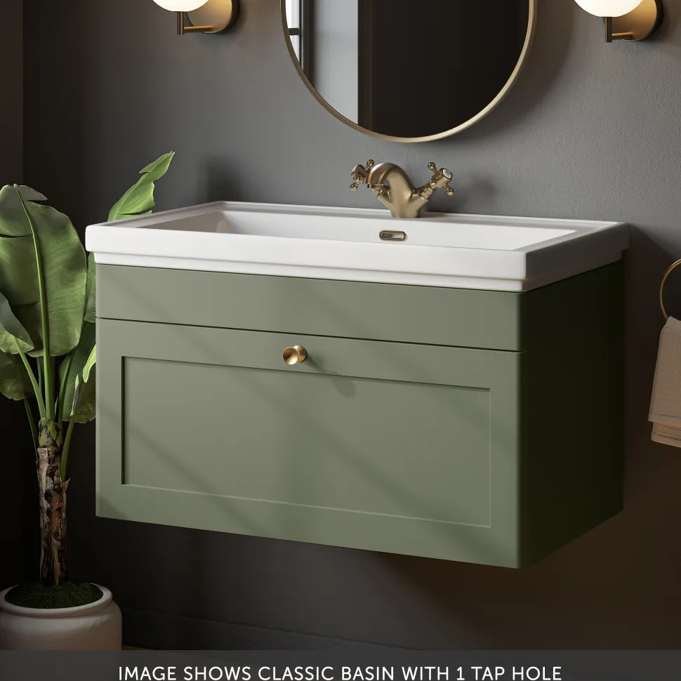 Butler & Rose Ophelia 800mm Wall Mounted 1 Drawer Vanity Unit & Basin