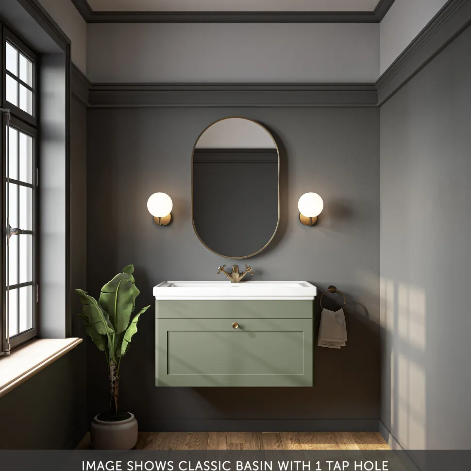 Butler & Rose Ophelia 800mm Wall Mounted 1 Drawer Vanity Unit & Basin