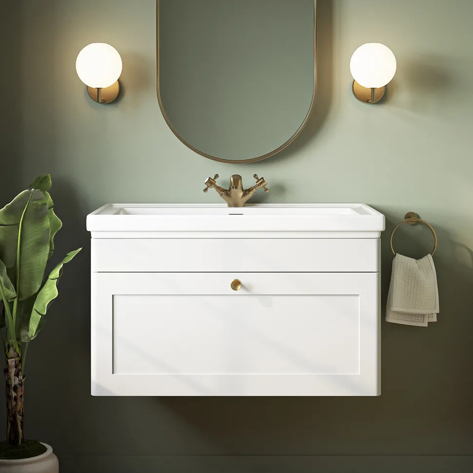 Butler & Rose Ophelia 800mm Wall Mounted 1 Drawer Vanity Unit & Basin