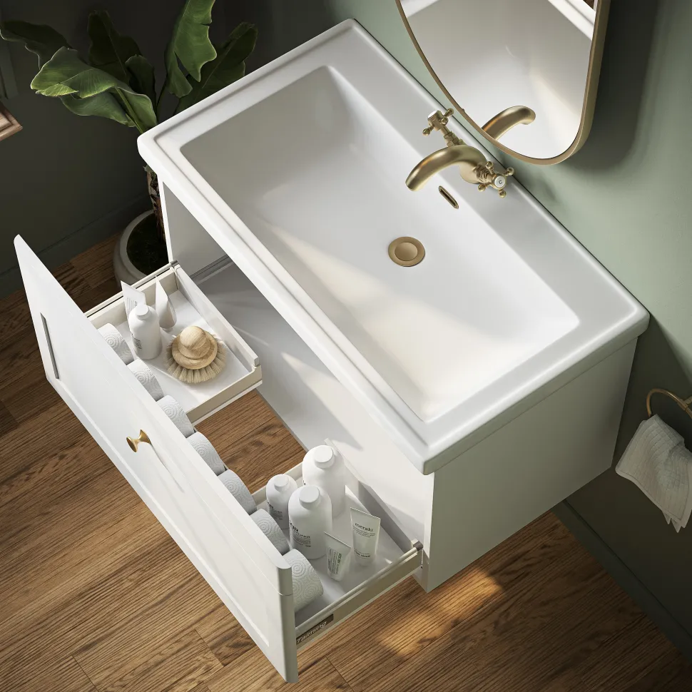 Butler & Rose Ophelia 800mm Wall Mounted 1 Drawer Vanity Unit & Basin