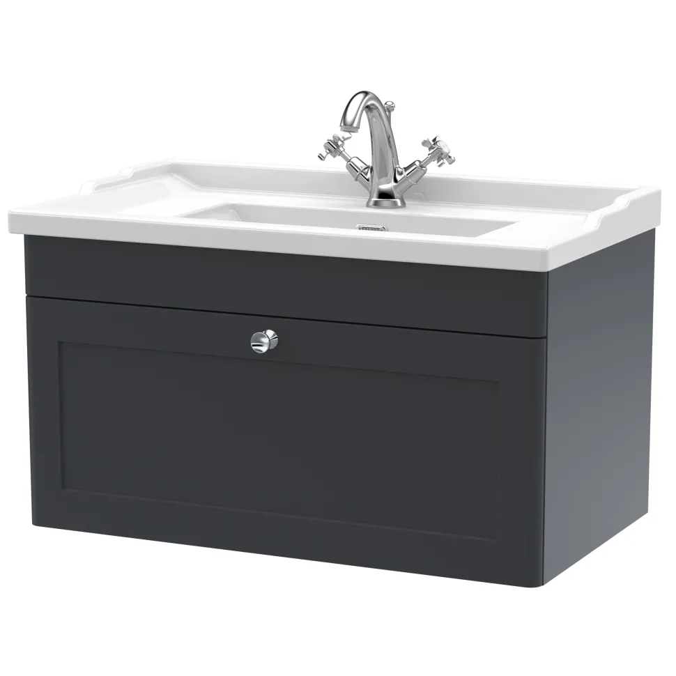 Butler & Rose Ophelia 800mm Wall Mounted 1 Drawer Vanity Unit & Basin