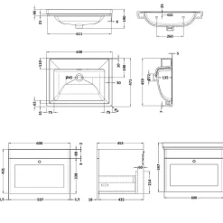 Butler & Rose Ophelia 600mm Wall Mounted 1 Drawer Vanity Unit & Basin