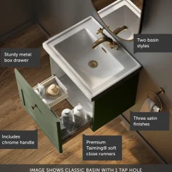 Butler & Rose Ophelia 500mm Wall Mounted 1 Drawer Vanity Unit & Basin