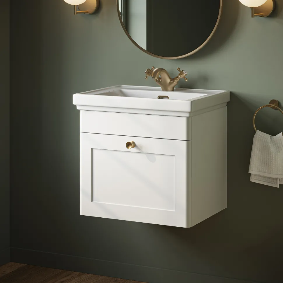 Butler & Rose Ophelia 500mm Wall Mounted 1 Drawer Vanity Unit & Basin