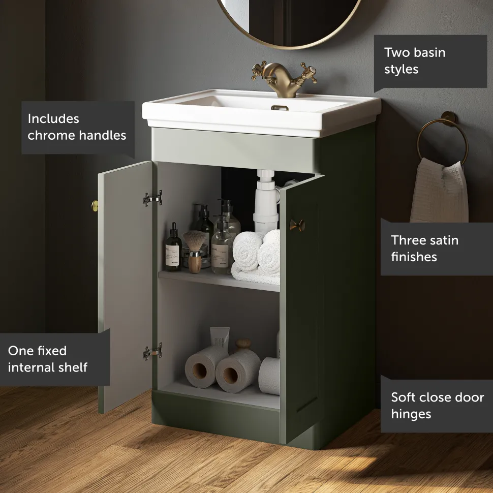 Butler & Rose Ophelia Traditional Toilet & 500mm Floorstanding Vanity Unit Bathroom Suite