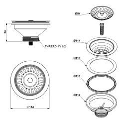 Butler & Rose Premium 90mm 2 Bowl Kitchen Sink Strainer Wastes