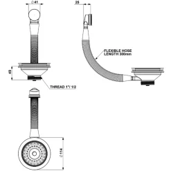 Butler & Rose Premium 90mm Kitchen Sink Strainer Waste & Round Overflow
