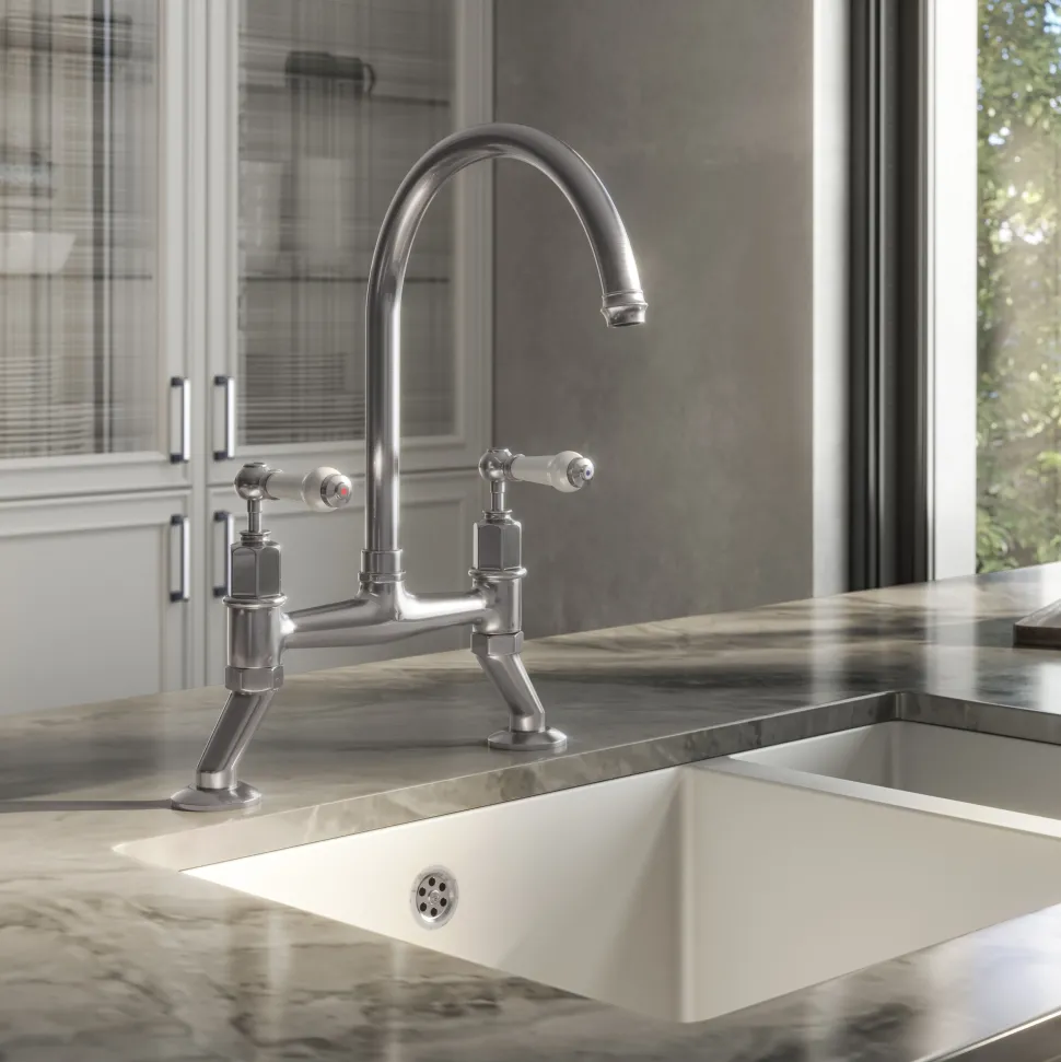 Butler & Rose Rosalyn Kitchen Bridge Kitchen Mixer Tap with Lever Handles