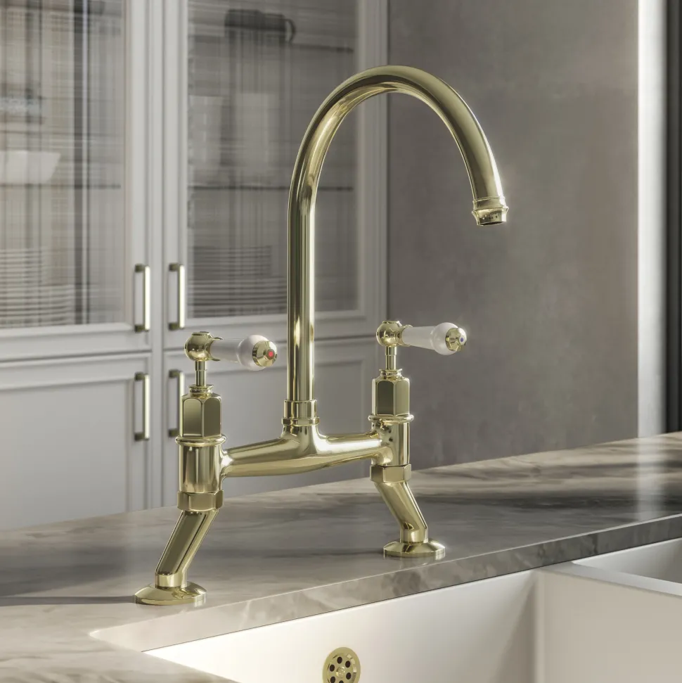Butler & Rose Rosalyn Kitchen Bridge Kitchen Mixer Tap with Lever Handles