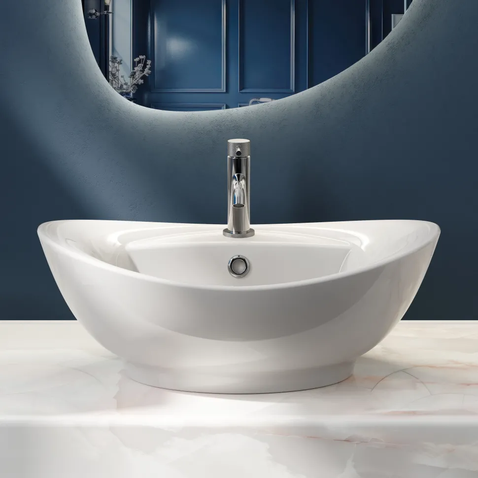 Butler & Rose 1 Tap Hole Ceramic Oval Countertop Basin - 590mm