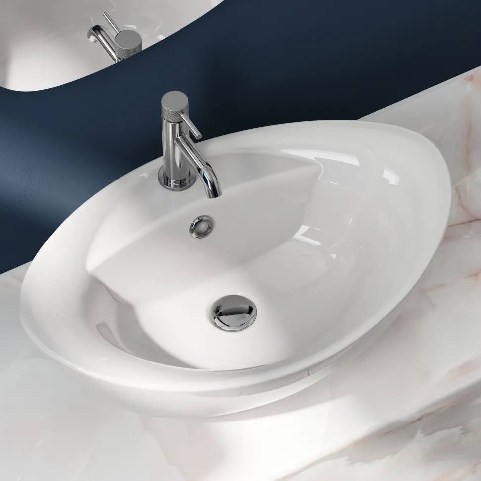 Butler & Rose 1 Tap Hole Ceramic Oval Countertop Basin - 590mm