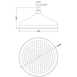 Butler & Rose Victoria 300mm Traditional Fixed Apron Shower Head & Arm