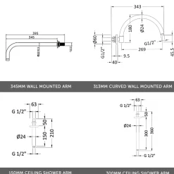 Butler & Rose Victoria 200mm Traditional Fixed Apron Shower Head & Shower Arm
