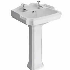 Butler & Rose Winston 580mm Full Pedestal & Basin - 2 Tap Hole
