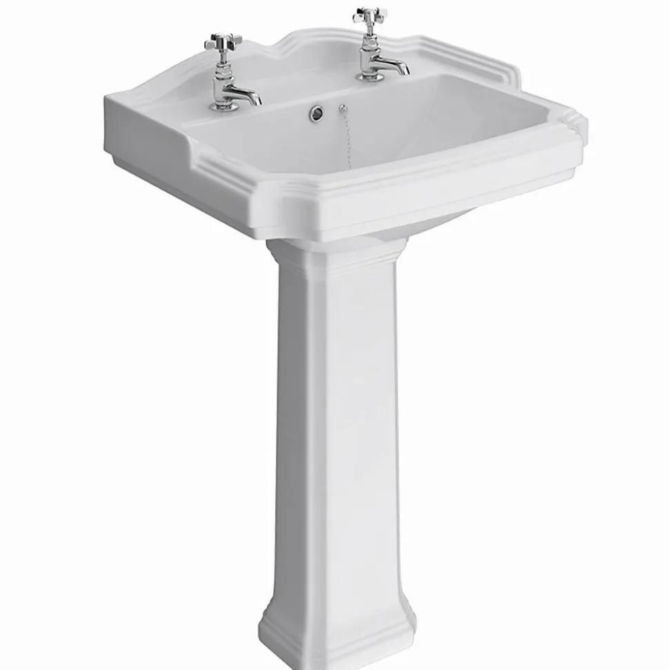 Butler & Rose Winston 580mm Full Pedestal & Basin - 2 Tap Hole
