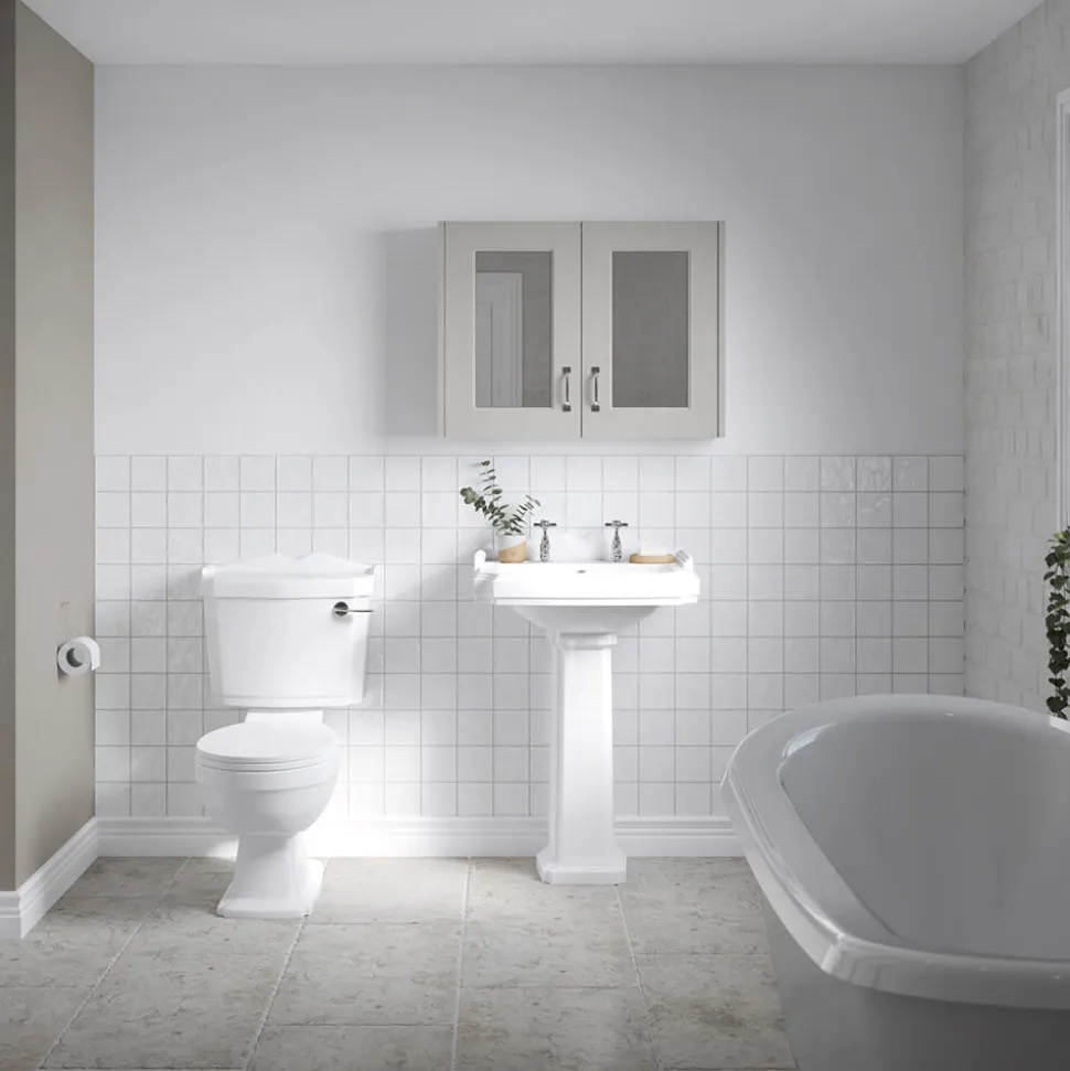 Butler & Rose Winston 580mm Full Pedestal & Basin - 2 Tap Hole
