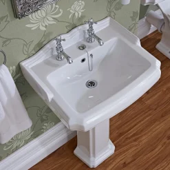 Butler & Rose Winston 580mm Full Pedestal & Basin - 2 Tap Hole