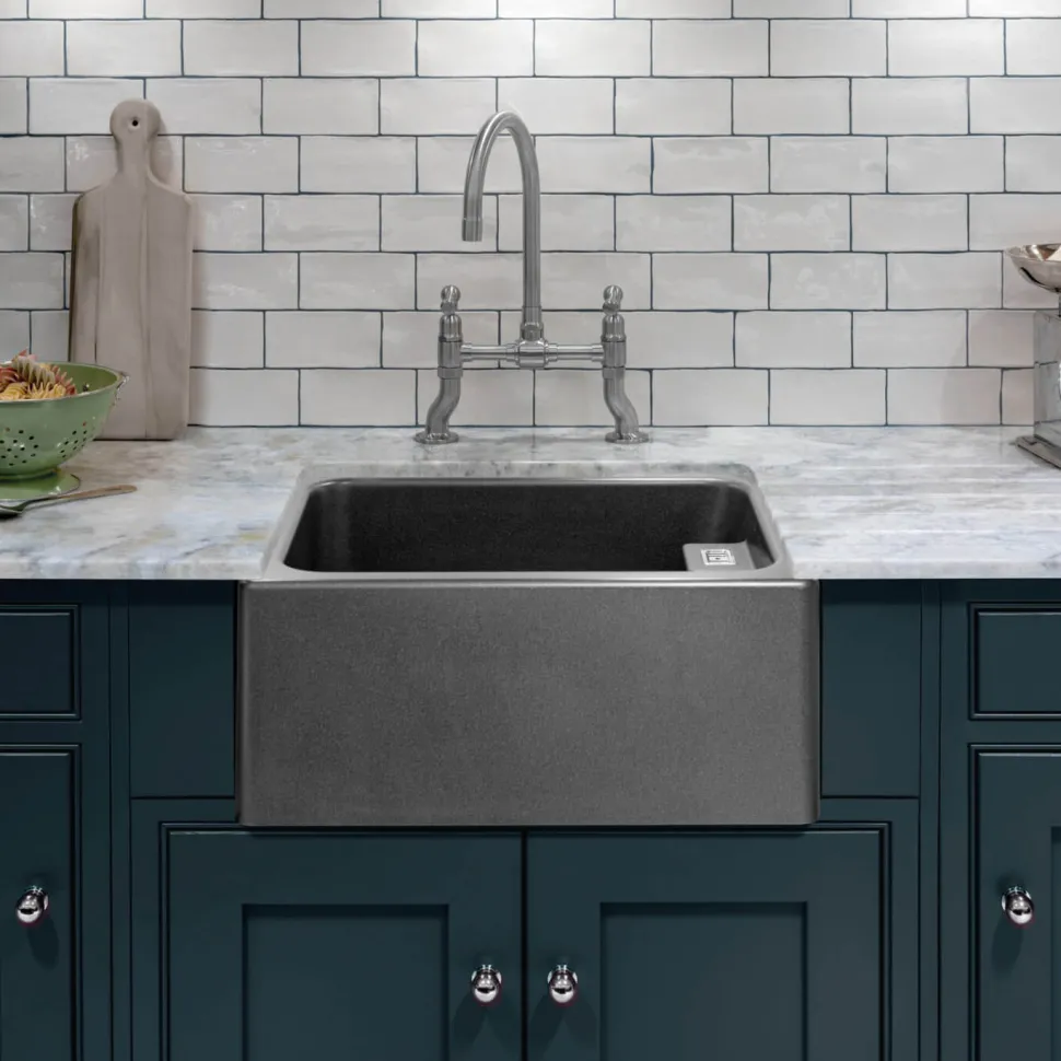 Caple Belfast 1 Bowl Grey Granite Composite Kitchen Sink - 595 x 455mm