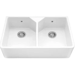 Caple Chepstow Double Bowl White Ceramic Belfast Kitchen Sink - 795 x 490mm