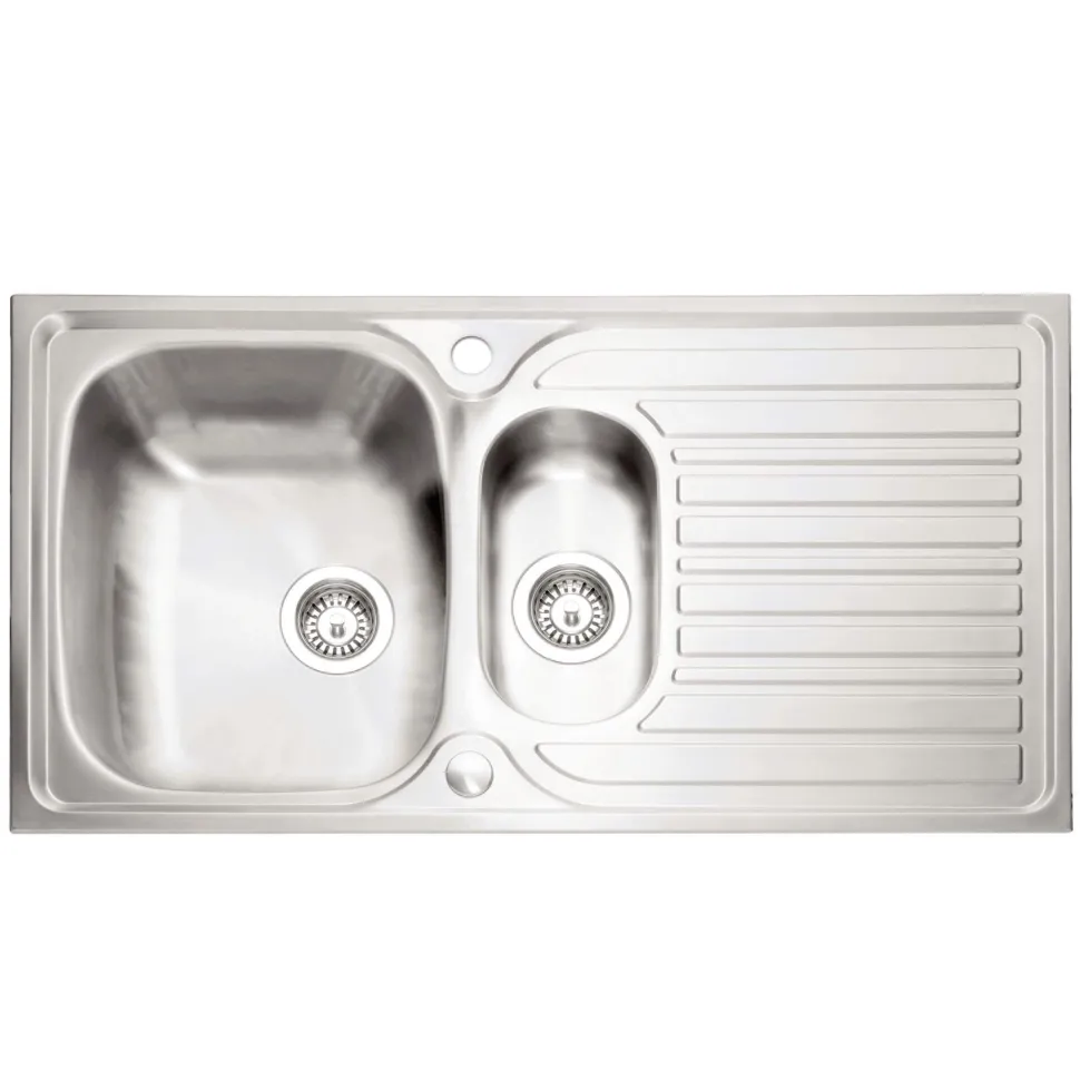 Caple Crane 1.5 Bowl Satin Stainless Steel Sink & Waste Kit with Reversible Drainer - 965 x 510mm