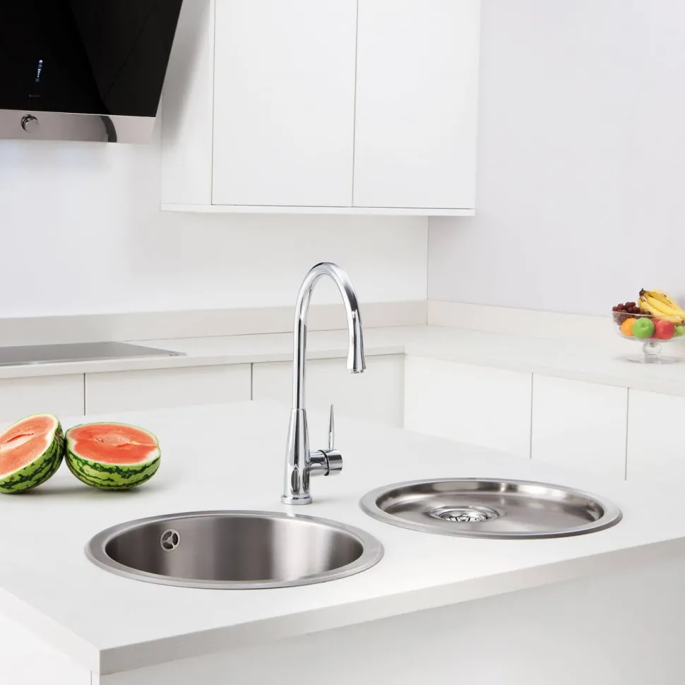 Caple Form 1 Bowl Inset or Undermount Satin Stainless Steel Sink & Waste Kit - 450 x 450mm
