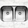 Caple Form 2 Bowl Undermount Satin Stainless Steel Sink & Waste Kit - 791 x 458mm