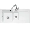 Caple Foxboro 1.5 Bowl White Ceramic Kitchen Sink with Reversible Drainer - 1000 x 500mm