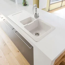 Caple Foxboro 1.5 Bowl White Ceramic Kitchen Sink with Reversible Drainer - 1000 x 500mm