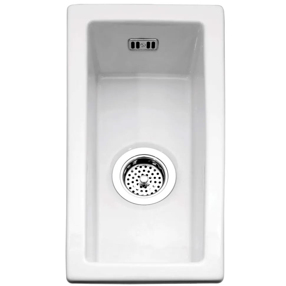 Caple Hampshire 0.5 Bowl Inset or Undermount White Ceramic Kitchen Sink - 250 x 475mm