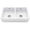 Caple Kempton Large Double Bowl White Ceramic Belfast Kitchen Sink - 795 x 465mm