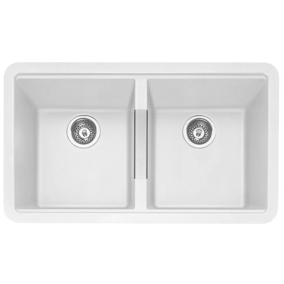 Caple Leesti 2 Bowl Undermount Granite Composite Kitchen Sink & Waste Kit - 824 x 481mm