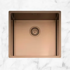 Caple Mode 1 Bowl Inset or Undermount Copper Brushed Stainless Steel Sink & Waste Kit - 490 x 440mm