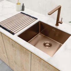 Caple Mode 1 Bowl Inset or Undermount Copper Brushed Stainless Steel Sink & Waste Kit - 490 x 440mm