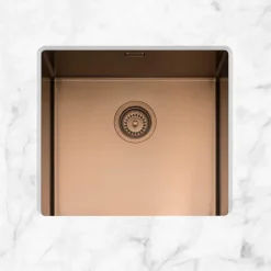 Caple Mode 1 Bowl Inset or Undermount Copper Brushed Stainless Steel Sink & Waste Kit - 490 x 440mm