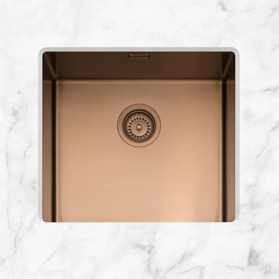 Caple Mode 1 Bowl Inset or Undermount Copper Brushed Stainless Steel Sink & Waste Kit - 490 x 440mm