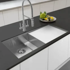 Caple Novato Twin Lever Mono Pull Out Spray Kitchen Mixer - Stainless Steel