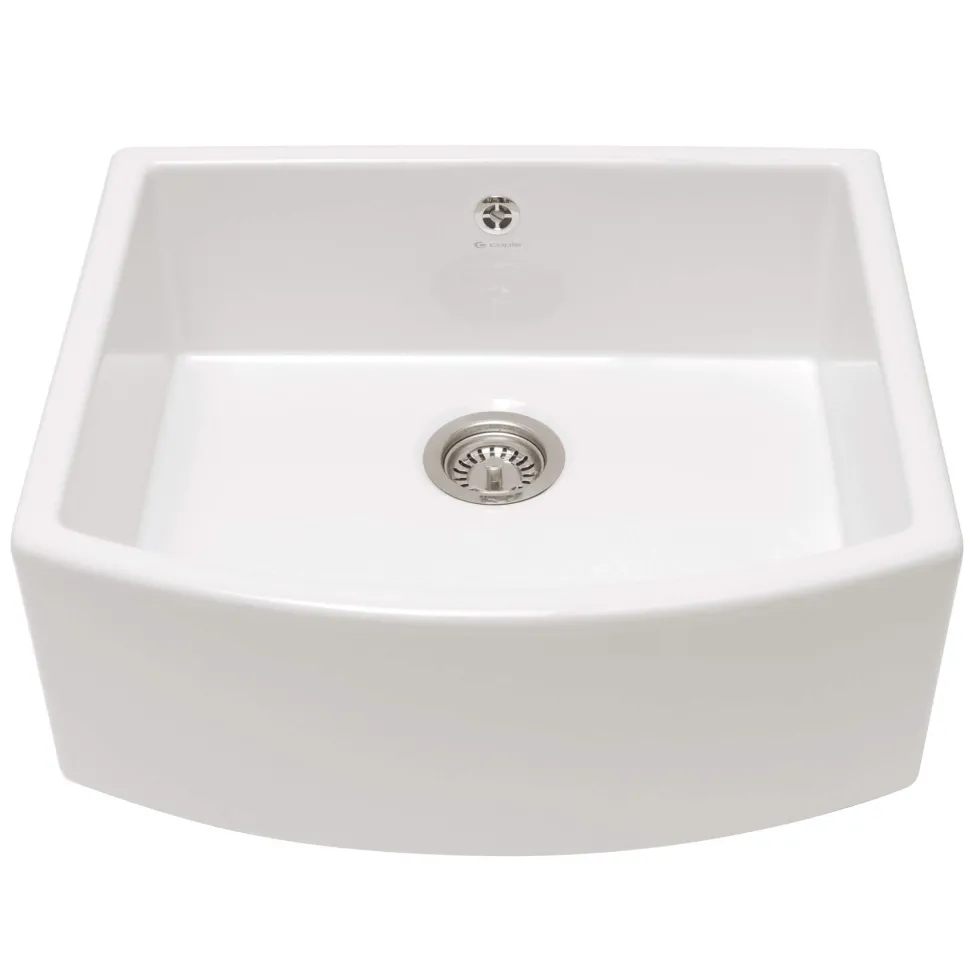 Caple Pemberley Single Bowl White Ceramic Belfast Sink - 597 x 531mm
