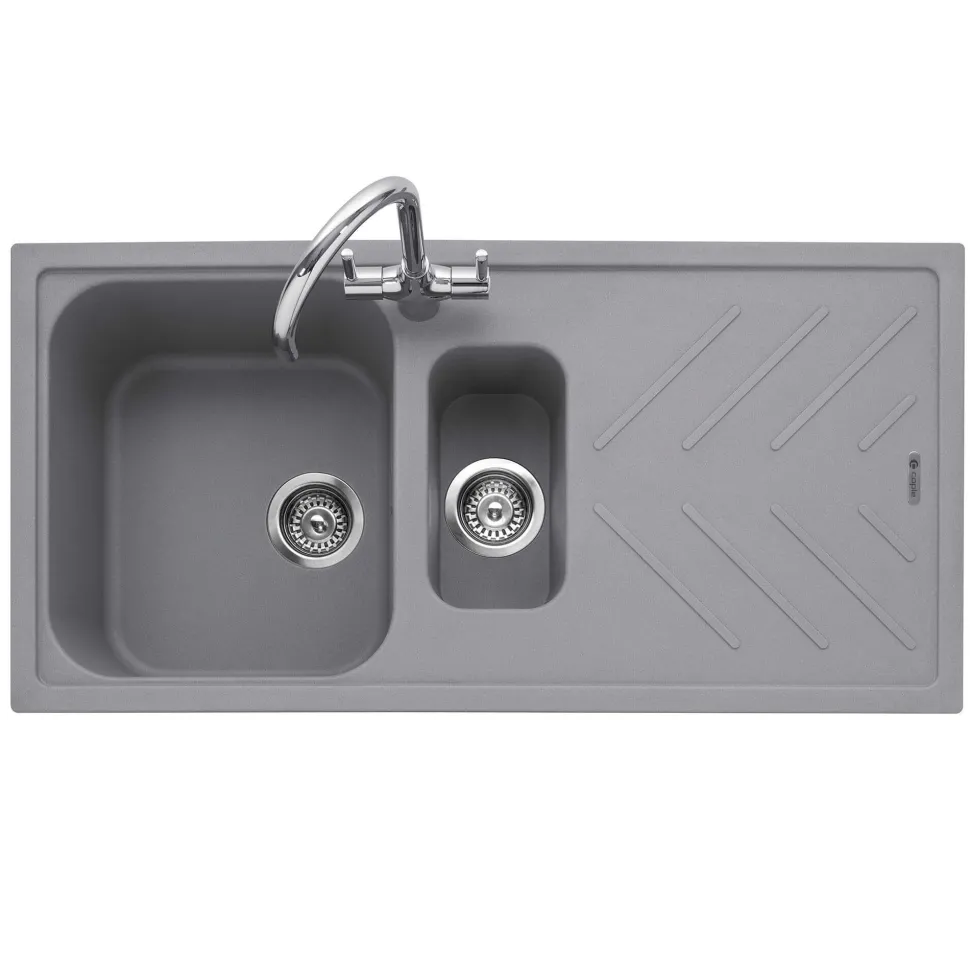 Caple Veis 1.5 Bowl Granite Composite Kitchen Sink & Waste Kit with Reversible Drainer - 1000 x 500mm